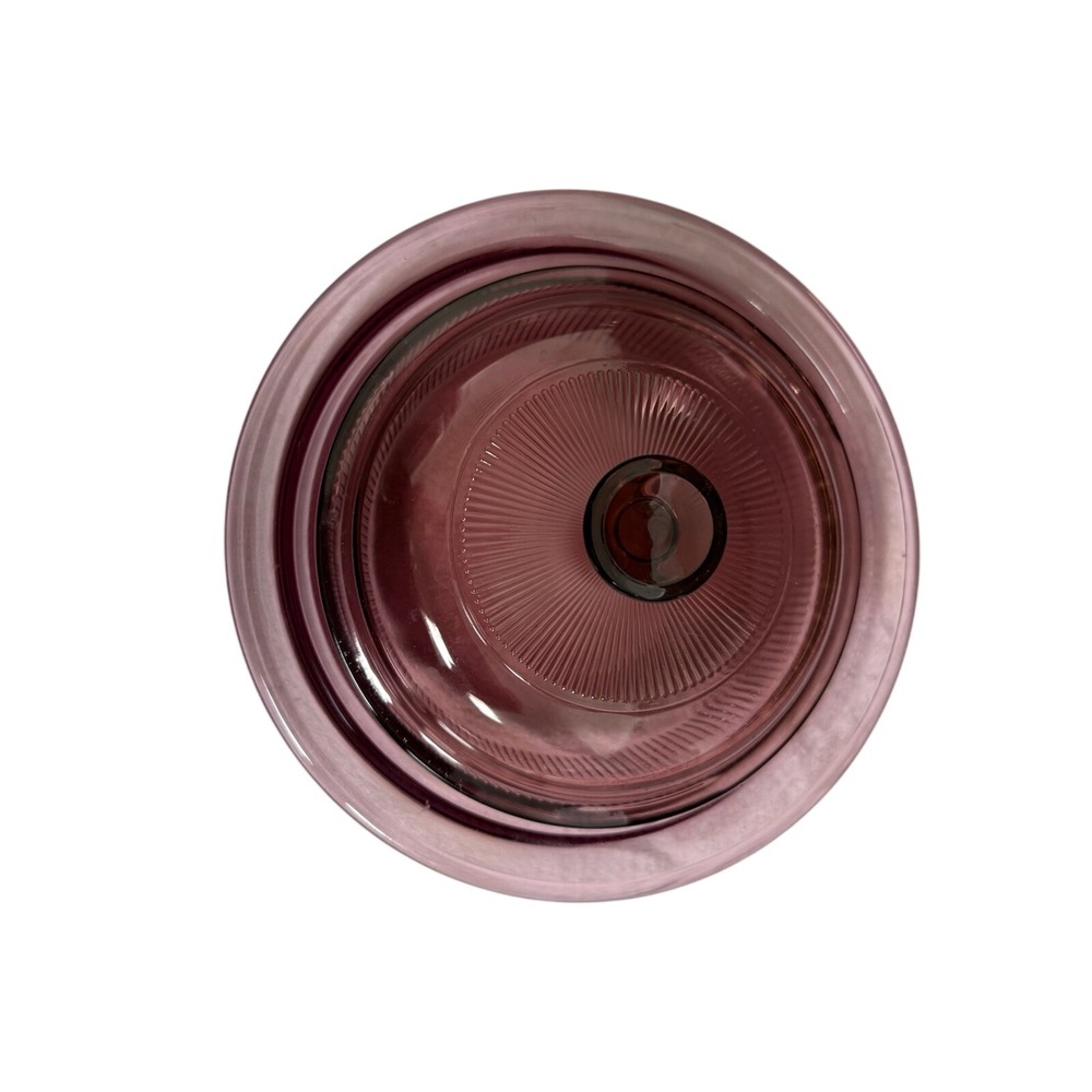 Vision Glassware Purple Amethyst Serving Bowl Dish Deep Ribbed Base 8.5"